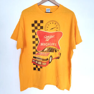 Junk Food Mens SIZE L Yellow Miller High Life Short Sleeve Tee T Shirt FLAW